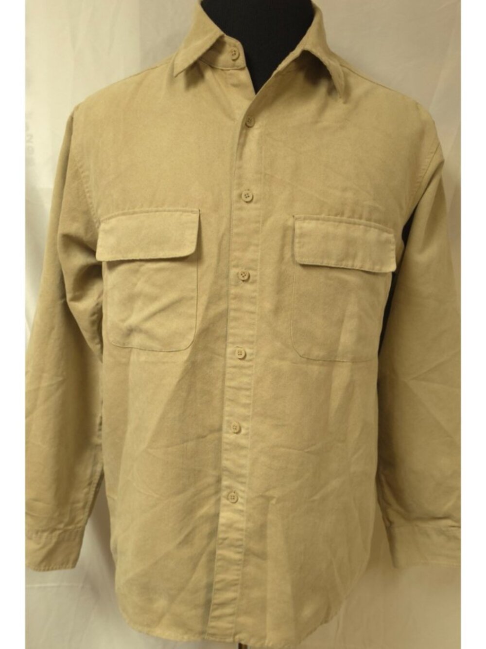 George Sueded Mens (M) 38/40 )Beige Long Sleeve Button Up Soft Shirt